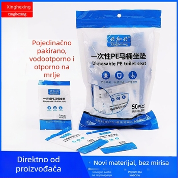 Jednokratni poklopac za WC od PE, vodootporan, putnička veličina, antibakterijski, pojedinačno pakiran za hotele