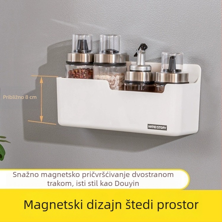 Magnetska bočna košarica za hladnjak — viseći organizator bez bušenja za začine