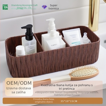 Bosongjie kutija od ratana s tri odjeljka za kuhinju i stolni organizator