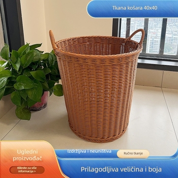 Veliki ručno pleteni koš od umjetnog ratana za pranje rublja, igračke i kućnu upotrebu