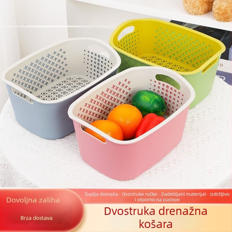 Plastični odvodni koš za pranje povrća i voća, moderan i jednostavan kuhinjski koš za pohranu s mogućnošću otiska logotipa