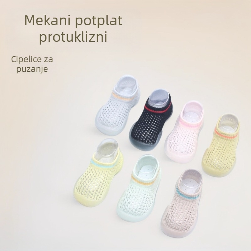 Dječje unutarnje cipele za hodanje – mekana potplata, mrežasti gornji dio, karirani uzorak, 12–36 mjeseci, ljeto