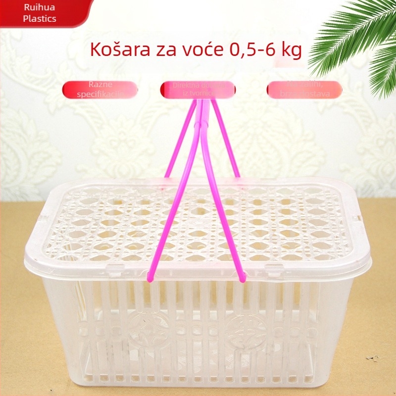 Plastična košara za branje voća s poklopcem, prijenosna, pogodna za jagode, grožđe i drugo voće