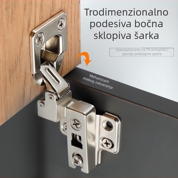 Šarka za ormar s kupom od 35 mm za vrata koja se otvaraju nagore, bočno ugradbena, za TV ormariće, poseban oblik