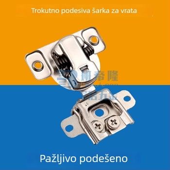 Skrivena šarka s amortizerom za unutarnje otvaranje vrata namještaja, 3D prilagodba, kratka ruka, za uske okvire