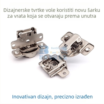 Skrivena šarka s amortizerom za unutarnje otvaranje vrata namještaja, 3D prilagodba, kratka ruka, za uske okvire