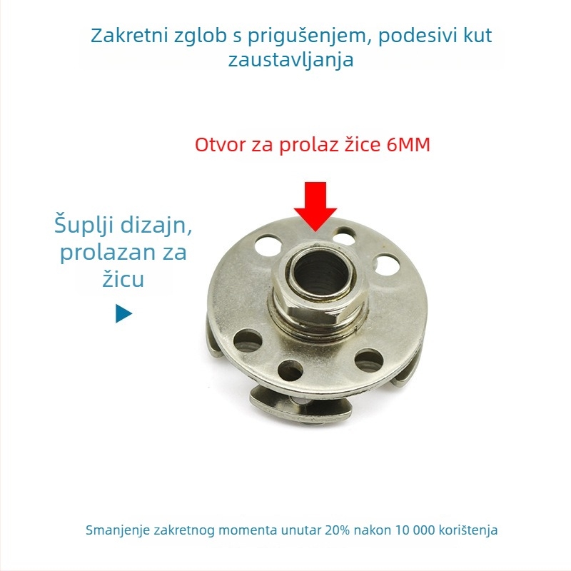 Disk dampirajuća osovinska osovina s okruglim torzijskim momentom, podešivim momentom i zaustavnom pozicijom, dodatak za ramenski zglob