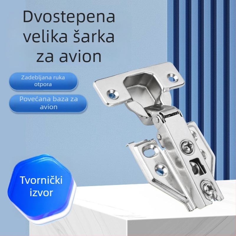 Dvostupanjski šarke s montažnom pločom za ormariće i drvena vrata, niklirano hladno valjana čelik