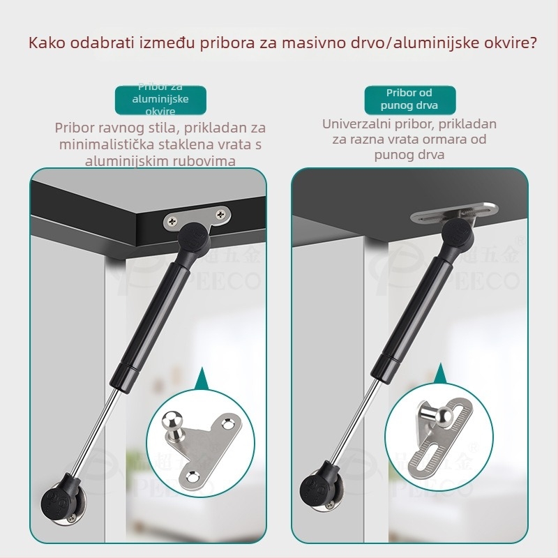 Gasni amortizeri za ormare s nagibnim vratima koja se otvaraju prema gore, tihe hidraulične podrške
