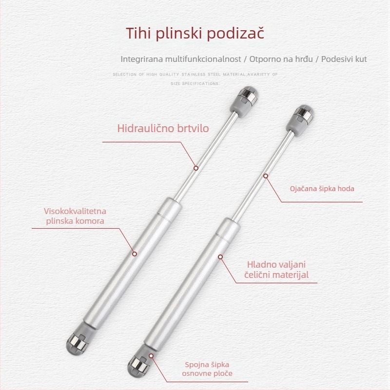 Gasni amortizeri za ormare s nagibnim vratima koja se otvaraju prema gore, tihe hidraulične podrške