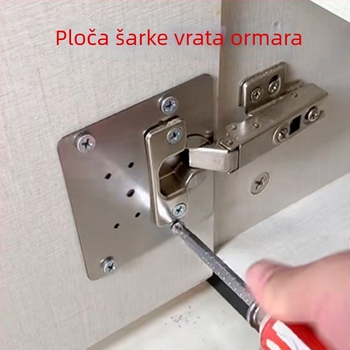 Nehrđajuća čelična pločica za pričvršćivanje šarki na vrata ormara i garderobe