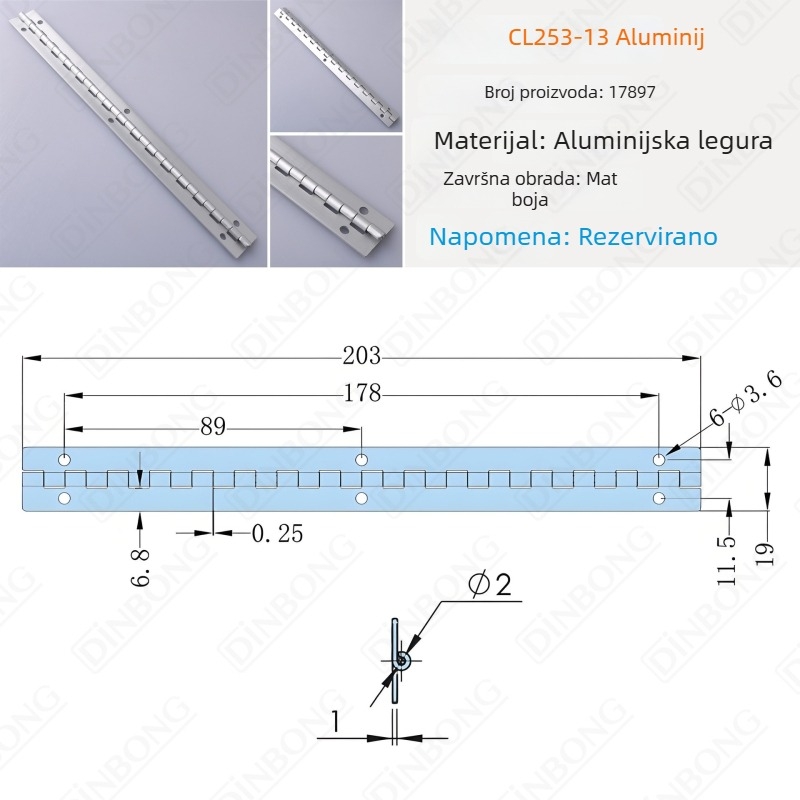 CL253-13 produženi uski bočni šarnir za vrata, industrijska oprema, plosnati sklopivi šarnir