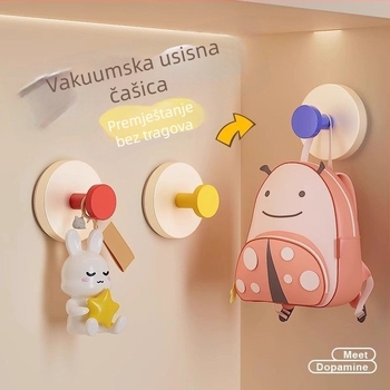 Kuka za ulazna vrata s vakuumskom čašicom, snažno prianjanje, bez bušenja, držač ključeva i kapa