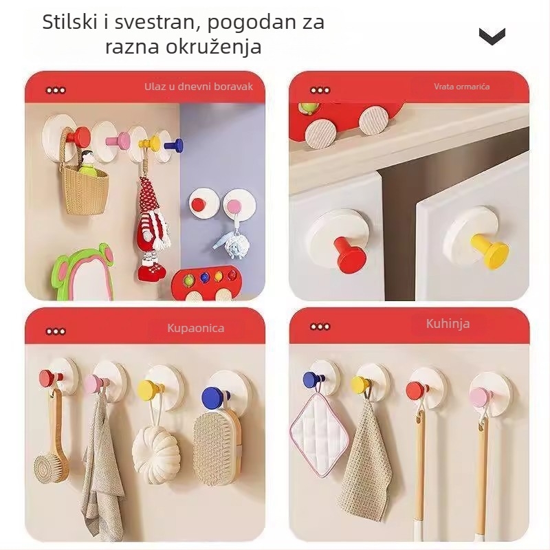 Kuka za ulazna vrata s vakuumskom čašicom, snažno prianjanje, bez bušenja, držač ključeva i kapa