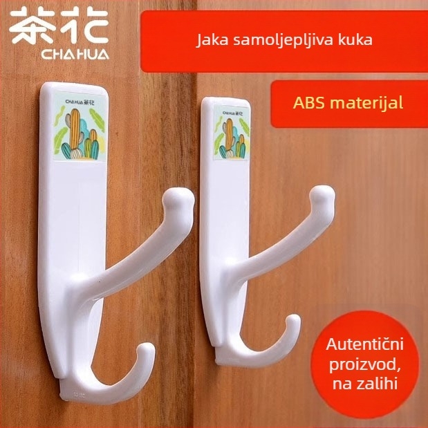 Camellia dvostruka kuka za zid s jakim ljepilom, bez bušenja – za kuhinju i kupaonicu, za odjeću, ručnike i ključeve