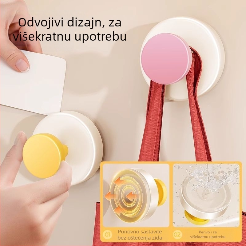Vješak za ulazna vrata s vakuumskom čašicom, bez bušenja, snažna adhezija, spremište za ključeve