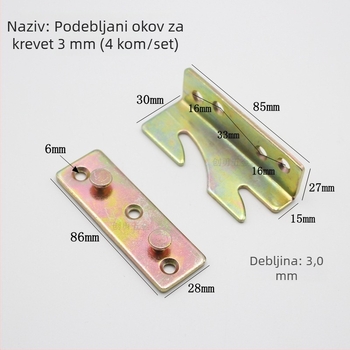 Teški set hardvera za krevet: šarke za krevet, skrivene spojne komponente, vješavajući dijelovi i zaključni dijelovi
