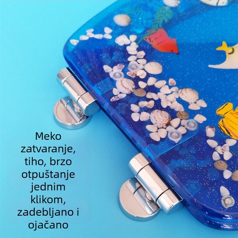 Šarka za poklop WC-a s tlmenjem, akril, univerzalna, vintage stil smole-drevo, vijci uključeni