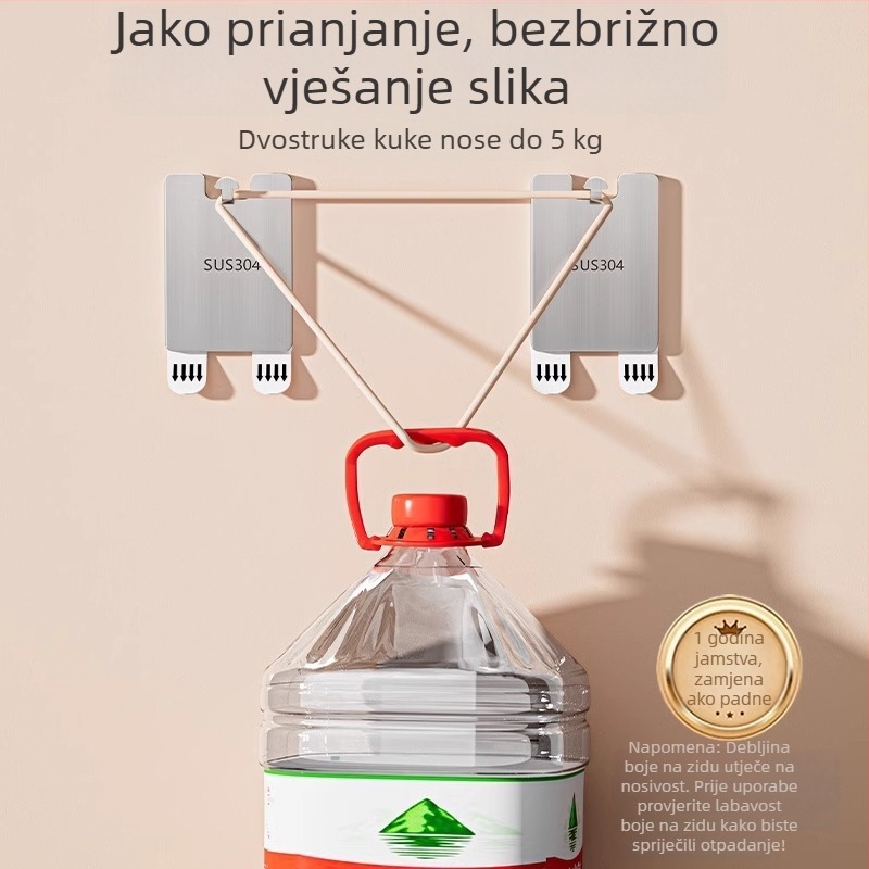 Alat za vješanje slika bez bušenja rupa; nehrđajući čelični držači i ljepke za zid; nosivost do 3–5 kg