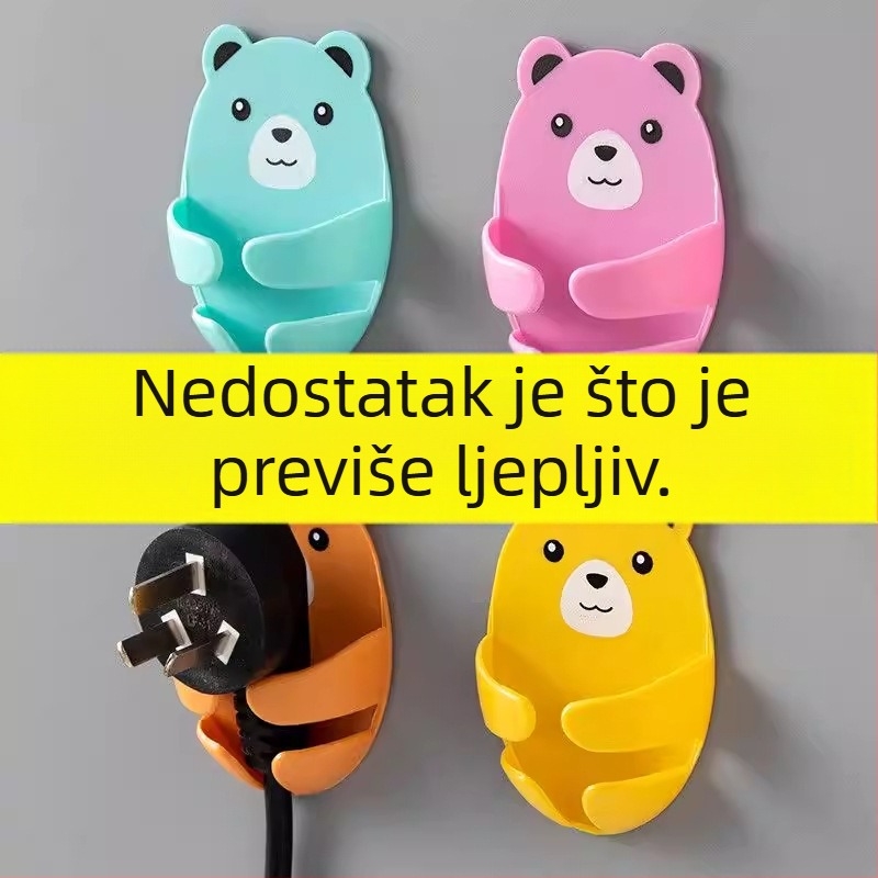 Kuhinjska kuka za kablove u obliku medvjeda, bez bušenja, ljepilo za pločice visoke adhezije