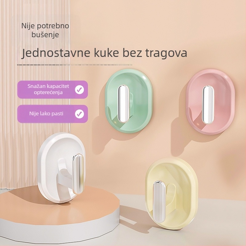 Ljepljive zidne kukice bez bušenja, snažno drže za kuhinju i kupaonicu; skladištenje kapa i odjeće; vješalica za vrata