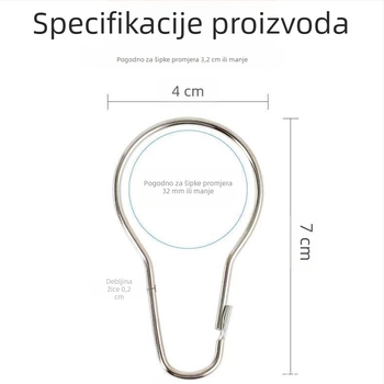 Kuke za zavjese i dodaci, kratki prsteni za romanske šipke i kukice s kružnim otvorima