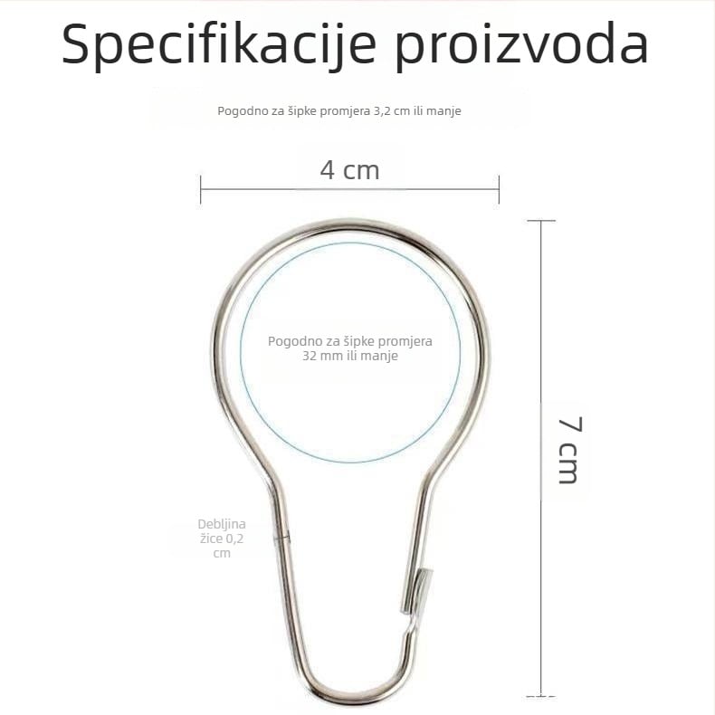 Kuke za zavjese i dodaci, kratki prsteni za romanske šipke i kukice s kružnim otvorima
