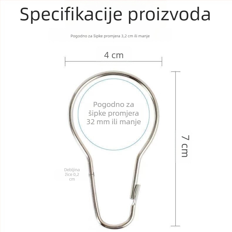 Kuke za zavjese i dodaci, kratki prsteni za romanske šipke i kukice s kružnim otvorima