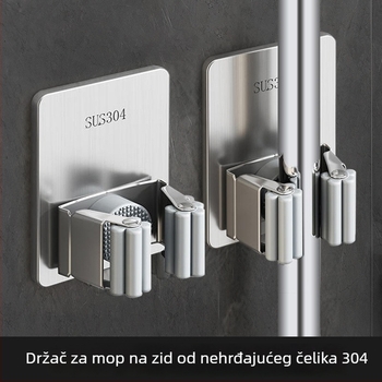 Kuka za mop s jakim ljepilom, bez bušenja, od nehrđajućeg čelika, jednokraki kuka za kupaonicu iza vrata