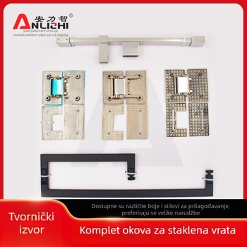 Hengdeli set hardvera za staklena vrata od 304 nehrđajućeg čelika – potpuno kompletan set, moderni minimalistički stil