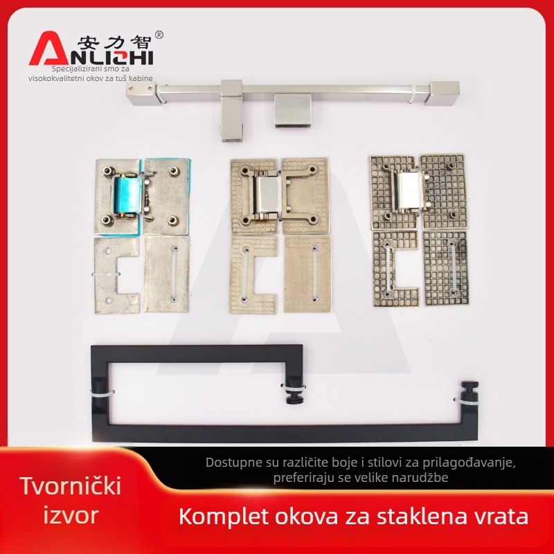 Hengdeli set hardvera za staklena vrata od 304 nehrđajućeg čelika – potpuno kompletan set, moderni minimalistički stil