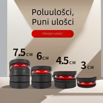 Višeslojna odvojiva nevidljiva uložak za povećanje visine s prilagodljivim ublažavanjem udara, za mušku i žensku obuću.
