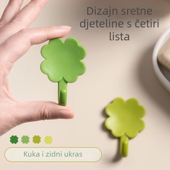 Camellia ABS ljepljive kukice, snažne i protuklizne, bez tragova i bušenja, estetski dizajn s četverolistnom detelinom, slatke, 4 komada po kartici
