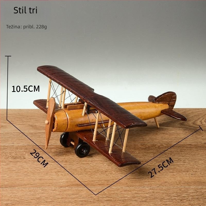 Vintage drveni avion – stolna dekoracija, drveni model aviona