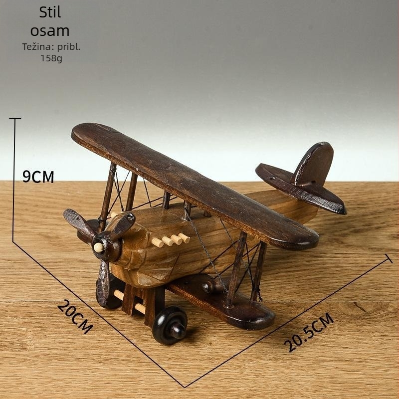Vintage drveni avion – stolna dekoracija, drveni model aviona