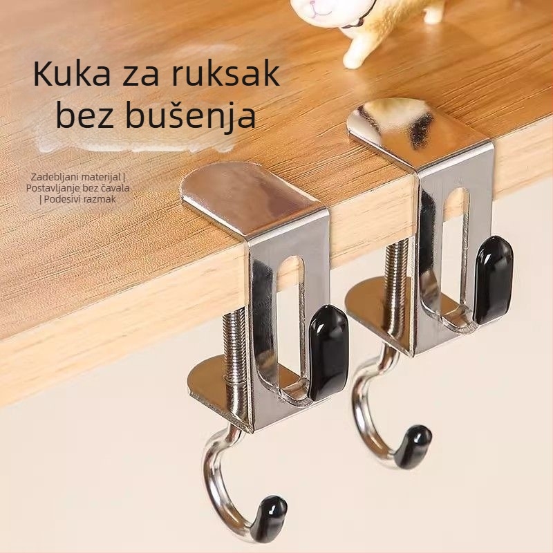 Kuka za torbu uz stol, podesiva od nehrđajućeg čelika, za učenike