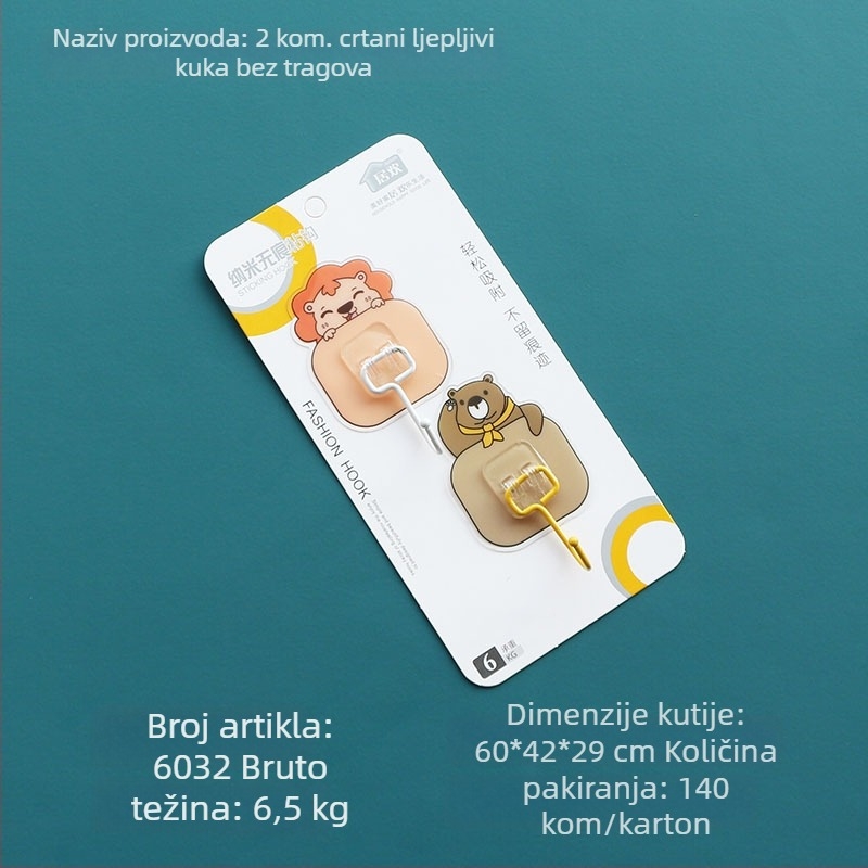 Set od 2 velikih ljepilnih kukica za vrata spavaće sobe i zid kuhinje, bez bušenja, čvrste