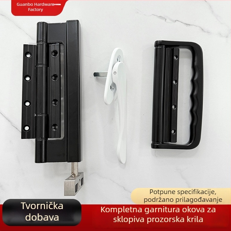 Guangbo Sklopivi set hardvera za prozore i vrata — aluminij, skrivena vodilica, sklopni šarki, crna kvaka