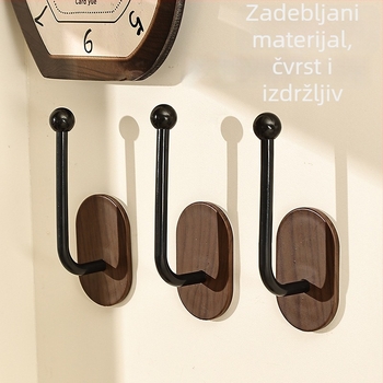 Zidni kuk s imitacijom drveta za dodatke za kosu i nakit, ljepilni bez bušenja