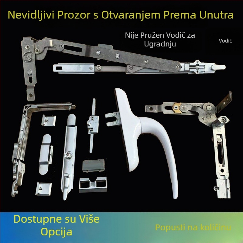 Nevidljivi hardver za unutarnje otvaranje i unutarnje preklopne aluminijske vrata i prozore, skrivene dodatke za prozore, pretvorba ravnog otvora u gornju viseću ručicu, Metabo