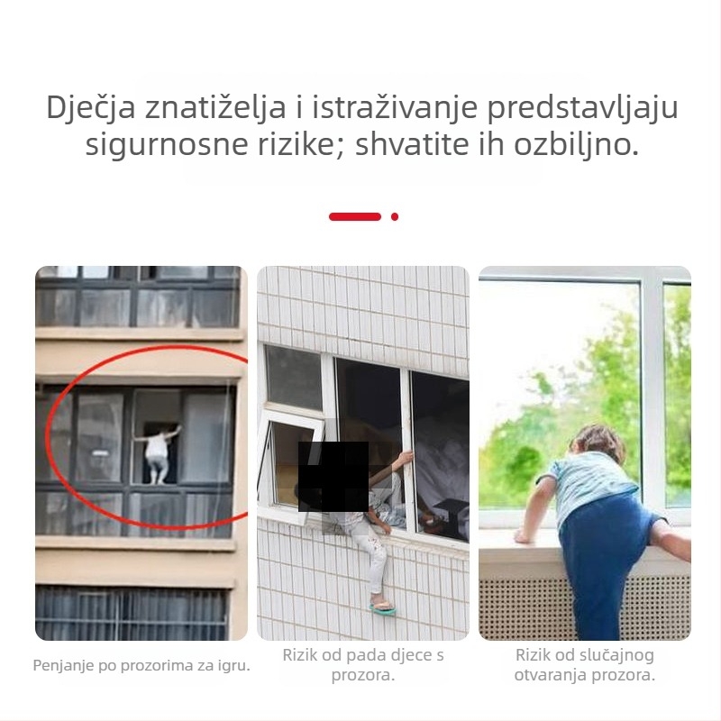 Top Valley brava za prozor za klizne prozore, plastično‑čelično‑aluminijska legura, sigurnost djece, fiksni mehanizam zaključavanja i limiter otvaranja
