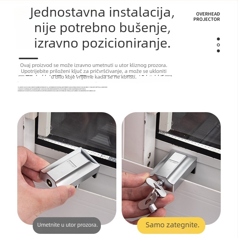 Top Valley brava za prozor za klizne prozore, plastično‑čelično‑aluminijska legura, sigurnost djece, fiksni mehanizam zaključavanja i limiter otvaranja