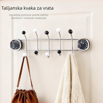 Kuka za vrata od nehrđajućeg čelika s vakuumskom čašom, bez bušenja – za ulazna vrata i spavaću sobu, francuski retro stil, luksuzni držač za odjeću