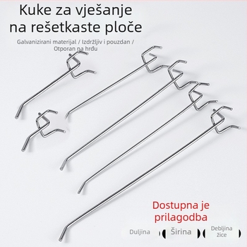 Vješak od nehrđajućeg čelika za perforiranu ploču, jednostrani dizajn, za skladištenje