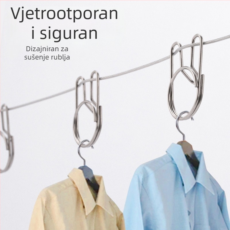 Vanjski klips za špagu za sušenje, otporan na vjetar i klizanje, nehrđajući čelik, pričvrsna kopča, višenamjenski kuk