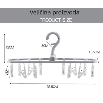 Sklopiva sušilica za rublje s 12 klipsi za donje rublje i čarape