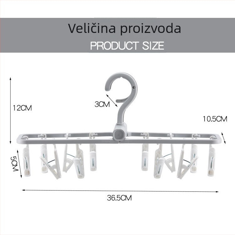 Sklopiva sušilica za rublje s 12 klipsi za donje rublje i čarape
