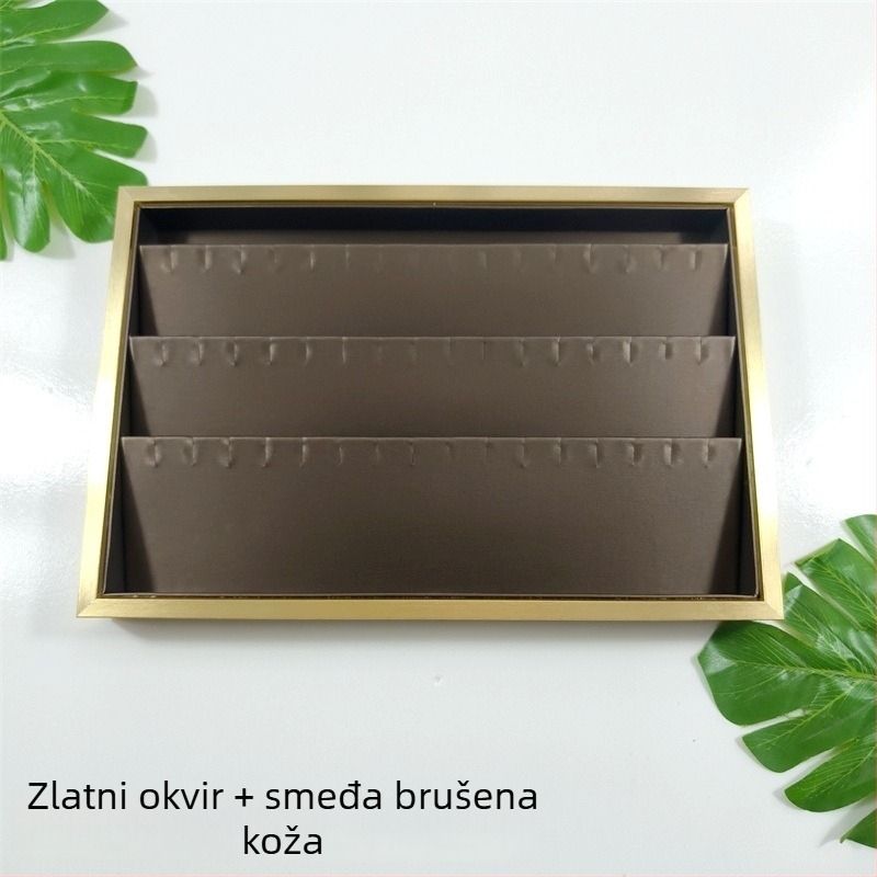 Zlatni metalni okvir za izlaganje nakita, pladanj za naušnice i ogrlice