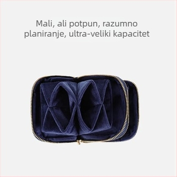Moderna mala putna torbica za nakit s velikim kapacitetom, akordeonski pretinac, dvostruki zatvarač, moguć tisak logotipa