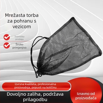 Crna mrežasta torbica sa šnuru i kopčom za pohranu igračaka